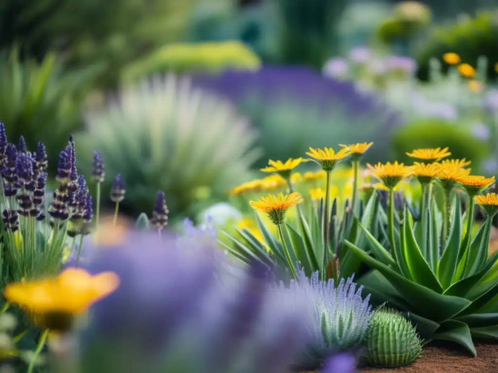 Jardín botánico exuberante con plantas medicinales para aliviar el dolor