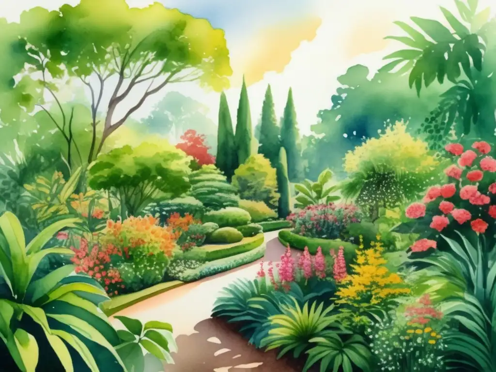 Jardín botánico exuberante con diversidad de especies, historia de la botánica moderna