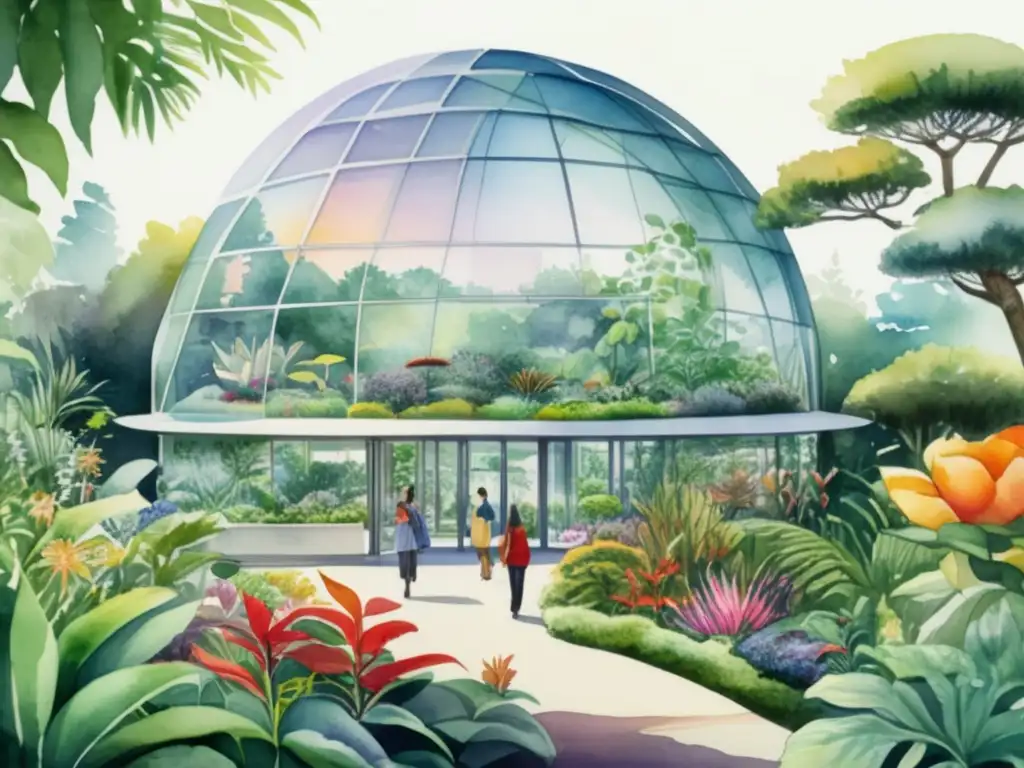 Tecnología para conservación de plantas amenazadas en un jardín botánico futurista con diversidad de especies