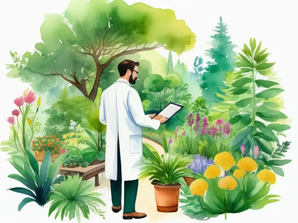 Jardín botánico con plantas medicinales y culinarias