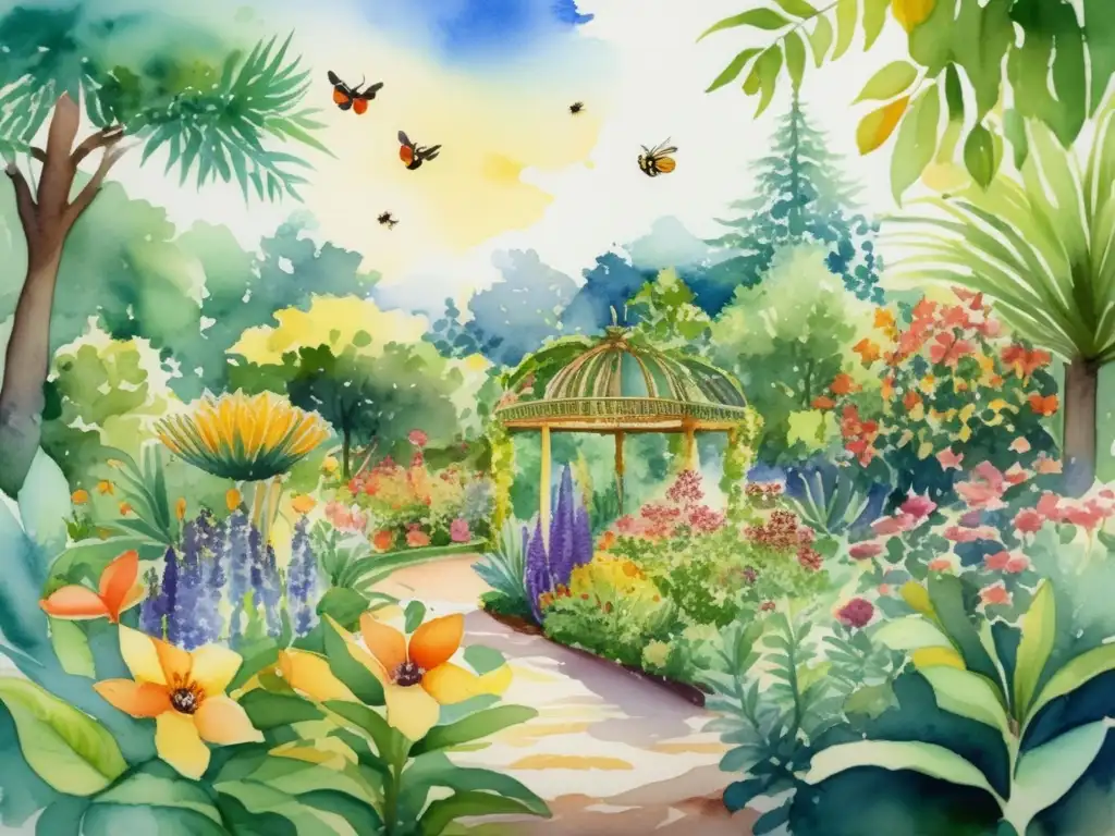 Un jardín botánico diverso y vibrante Jardín botánico con plantas medicinales y culinarias