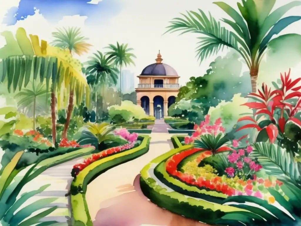 Pintura detallada de Jardín Botánico Universidad de París y Jardín Tropical Bougainvillée: Plantas exóticas en jardines parisinos