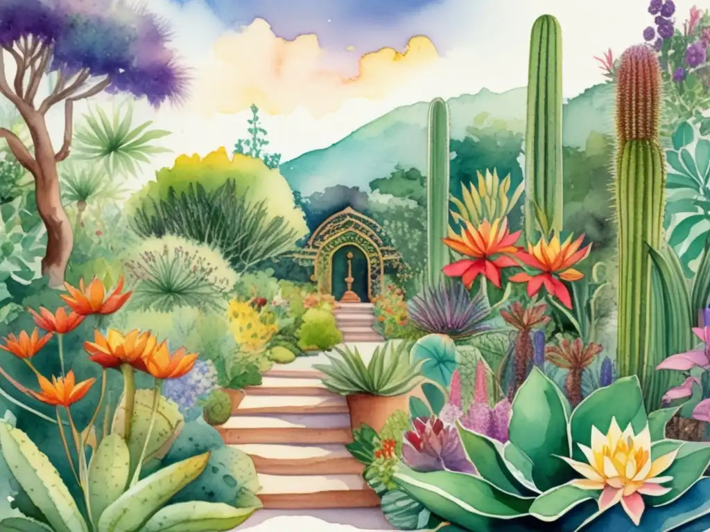 Jardín botánico con plantas sagradas de distintas culturas