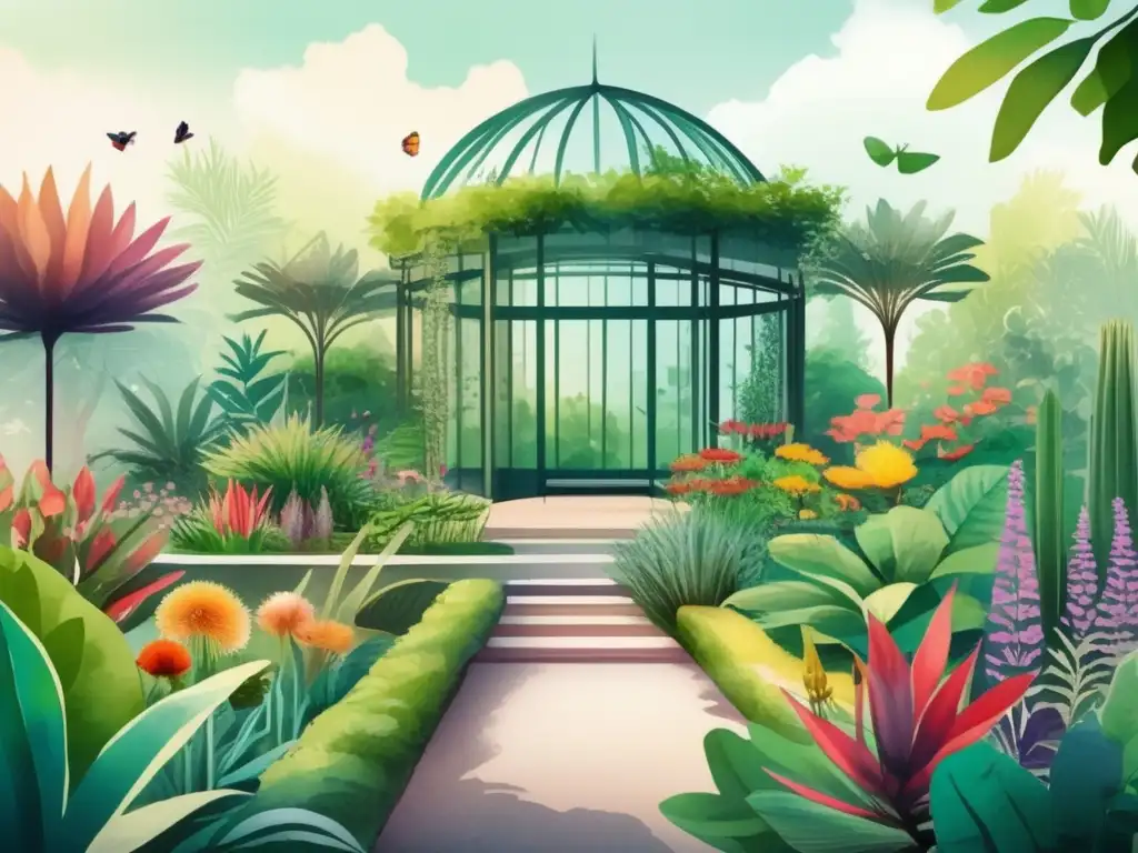 Jardín botánico con plantas medicinales en arquitectura sustentable