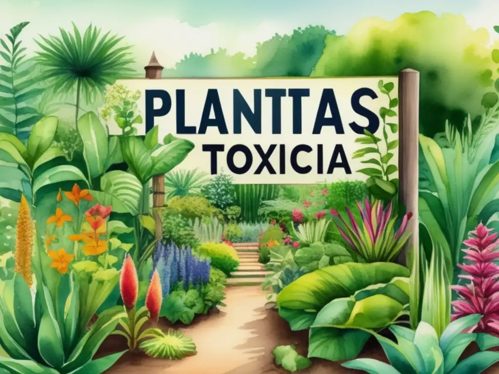 Jardín botánico tóxico Guía completa de identificación de plantas tóxicas: jardín botánico vibrante en acuarela 8k -