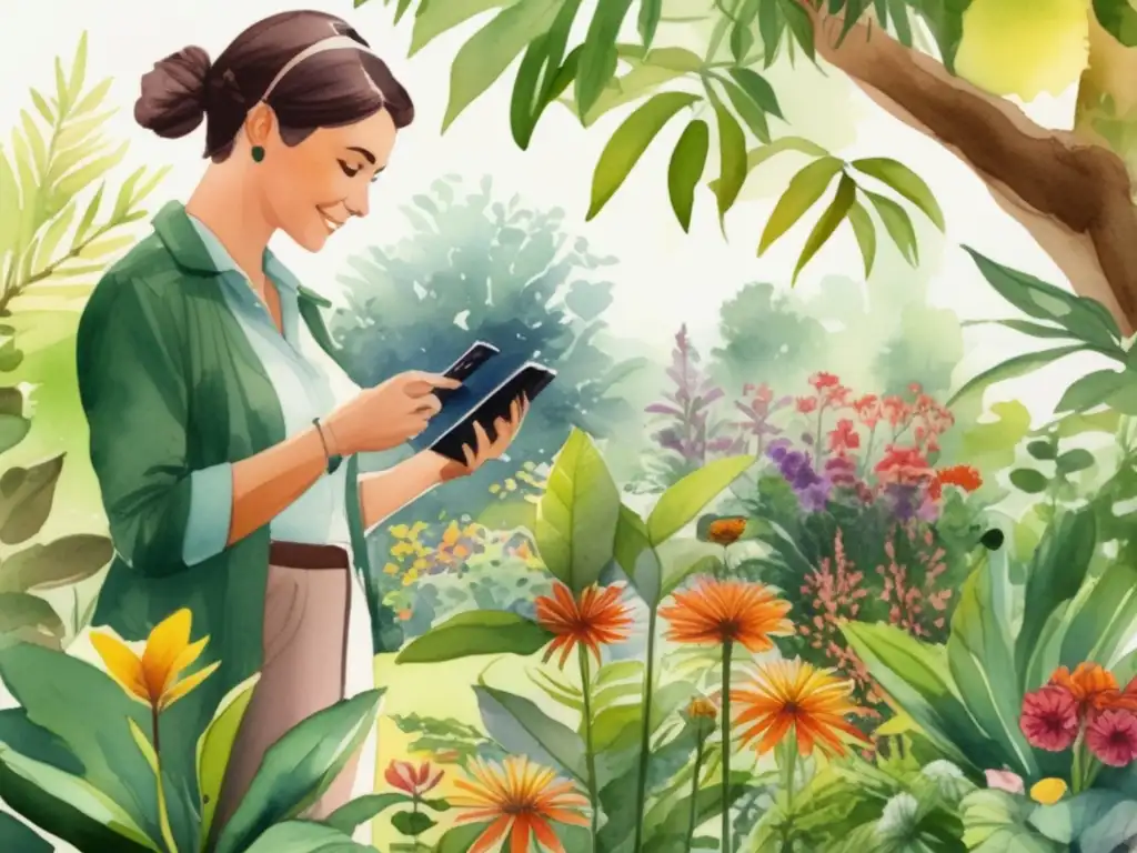 Jardín botánico con herramientas digitales para botánicos