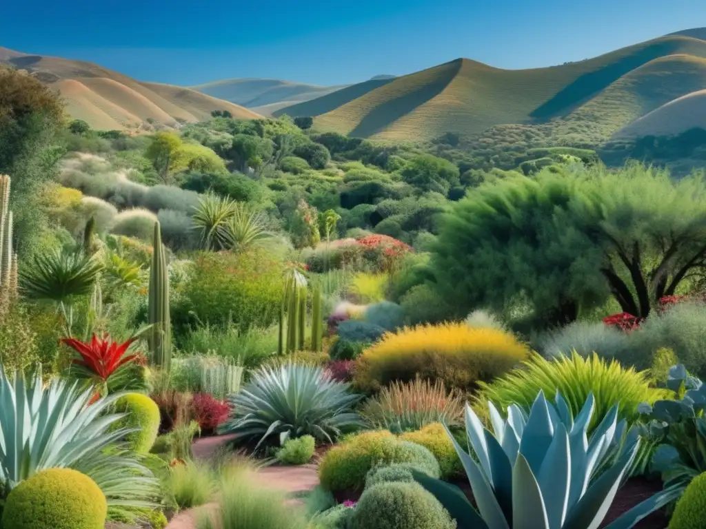 Estrategias adaptación plantas cambio climático: jardin botánico vibrante, variabilidad genética, adaptación al clima, belleza orgánica