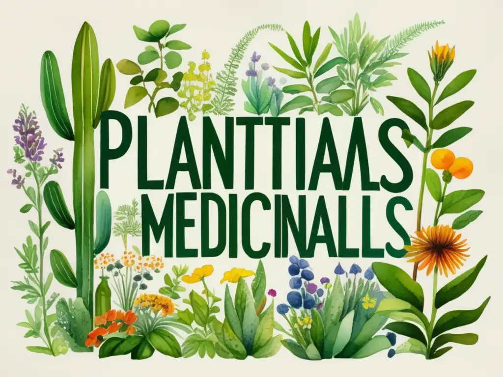 Jardín de plantas medicinales: La importancia de las plantas medicinales en un vibrante y detallado acuarela