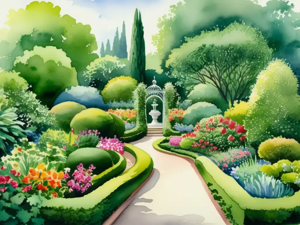 Jardín de plantas ornamentales: Cuidado y mantenimiento de plantas ornamentales en un hermoso y detallado acuarela