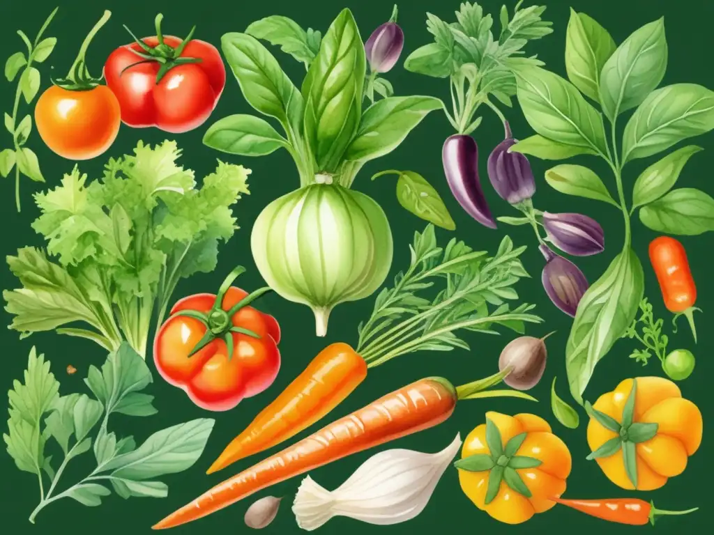 Jardín gastronómico lleno de plantas vibrantes Jardín gastronómico con plantas vibrantes y detalladas - Conservación genética diversidad usos