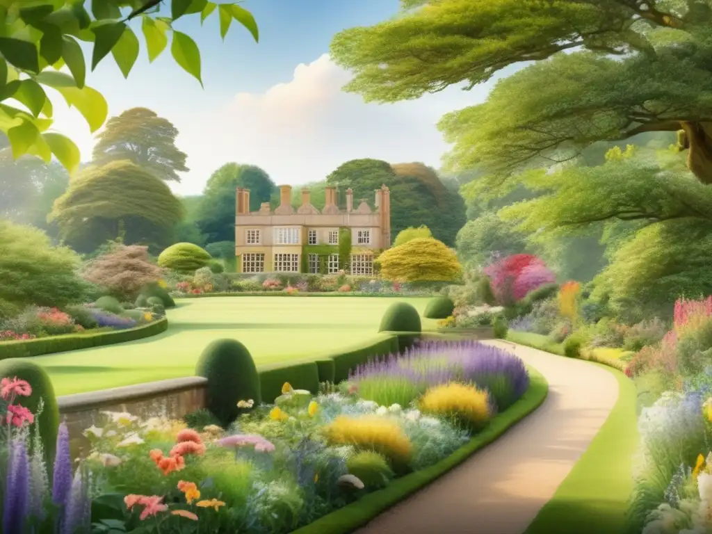 Pintura acuarela: Jardín inglés de Capability Brown - Importancia histórica diseño jardines ingleses