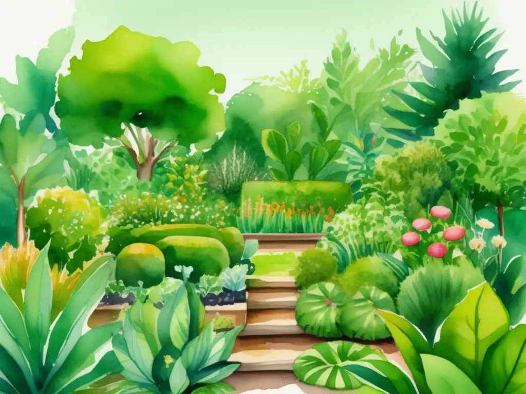 Jardín verde con sensores inteligentes AI Monitoreo detallado estado plantas con sensores en un jardín verde lleno de vida y tecnología AI