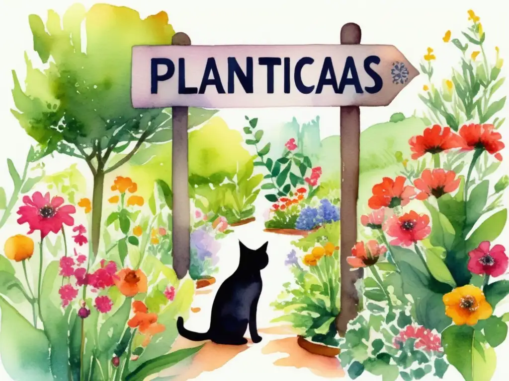 Ilustración acuarela detallada de un jardín sereno con flores vibrantes y exuberante vegetación