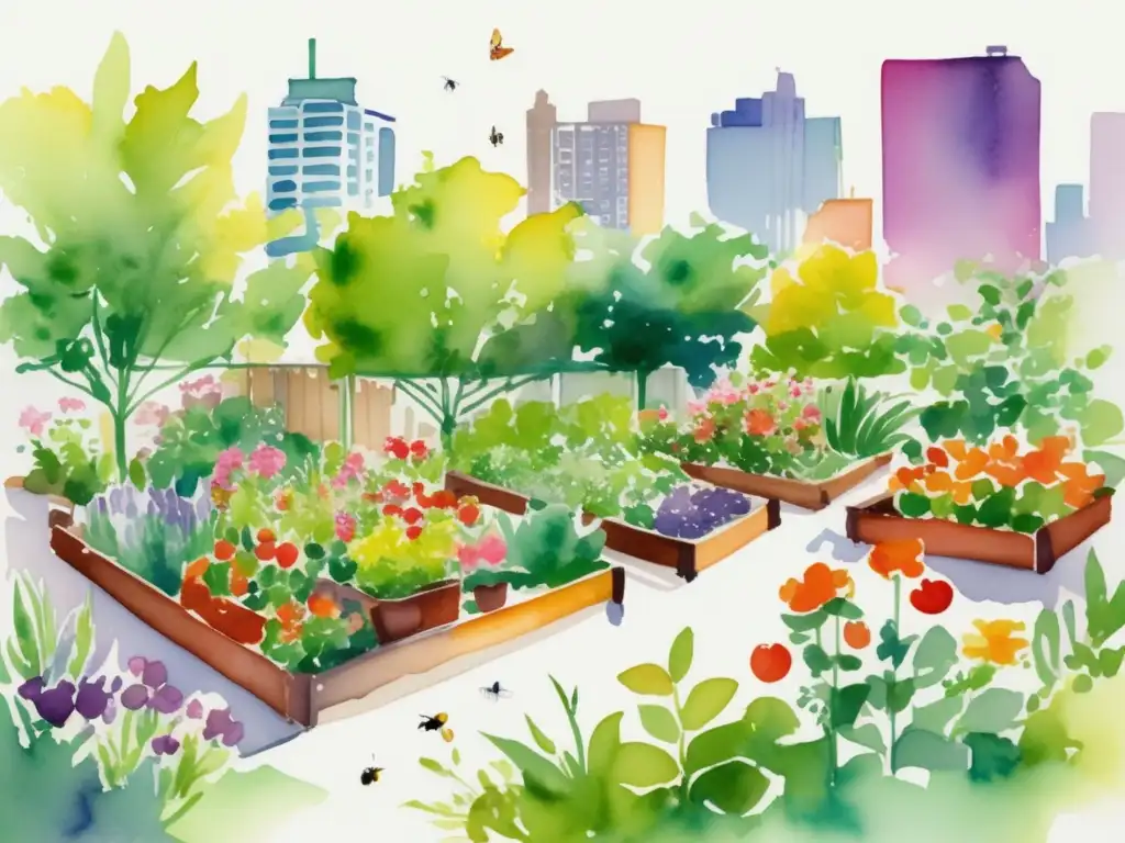 Huerto urbano en casa: un vibrante jardín urbano lleno de vida, color y beneficios para todos