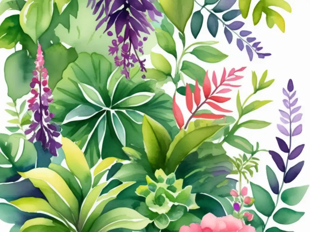 Jardín vertical: Mejores plantas ornamentales en vibrante ilustración acuarela