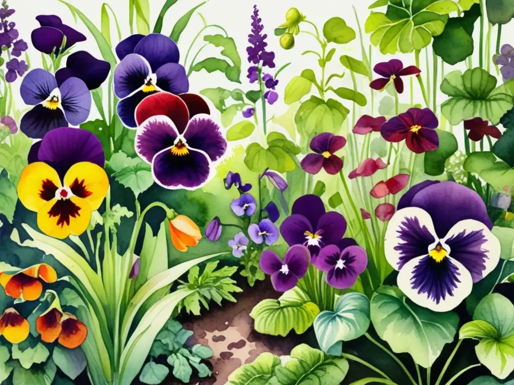 Un jardín vibrante con plantas ornamentales comestibles