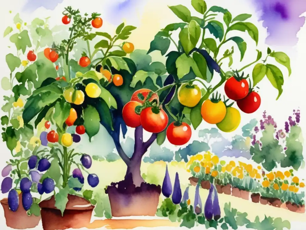 Jardín exuberante con plantas Solanáceas Pintura acuarela: jardín exuberante con plantas solanáceas - Toxicidad plantas solanáceas: características, usos y peligros
