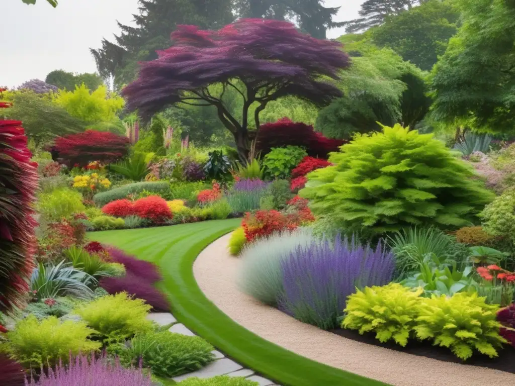 Diseño de paisajes con plantas ornamentales en un jardín vibrante lleno de color y belleza