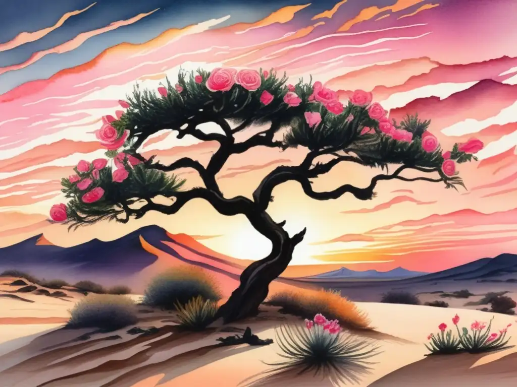 Paisaje místico del desierto con una Rosa de Jericó: mito, realidad y cultura árabe