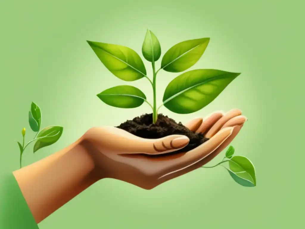 Ilustración acuarela de manos de jardinero propagando planta Técnicas modernas de propagación de plantas, ilustración acuarela de manos de jardinero sosteniendo delicadamente una planta verde