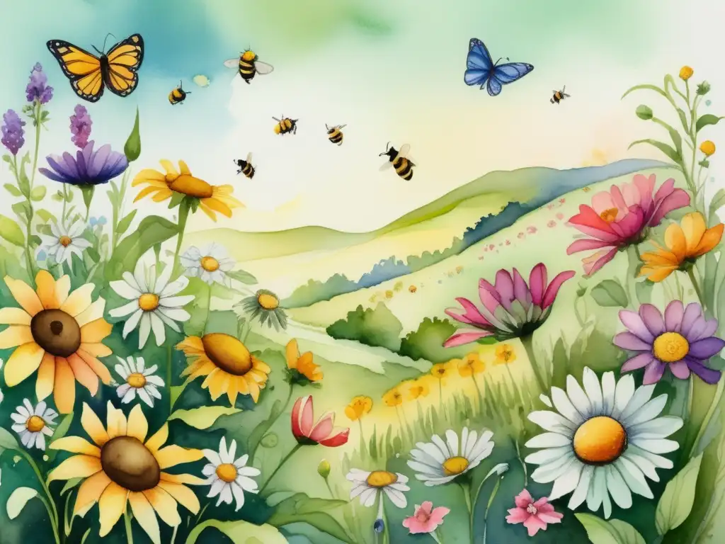 Jardín encantado lleno de flores vibrantes Pintura detallada de un prado exuberante y florido