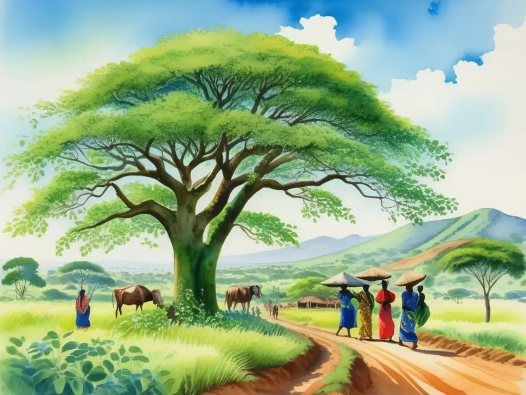 Paisaje africano con árbol Moringa, beneficios y usos