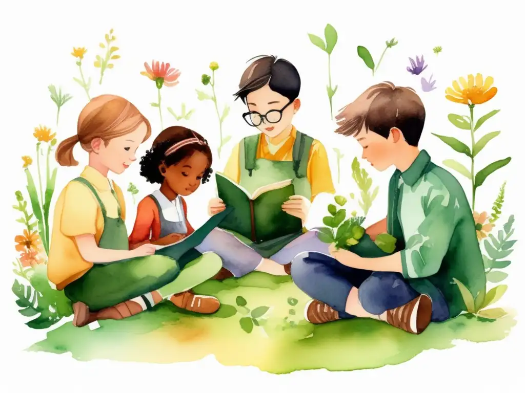 Beneficios de enseñar botánica a niños: grupo de niños exploran la naturaleza