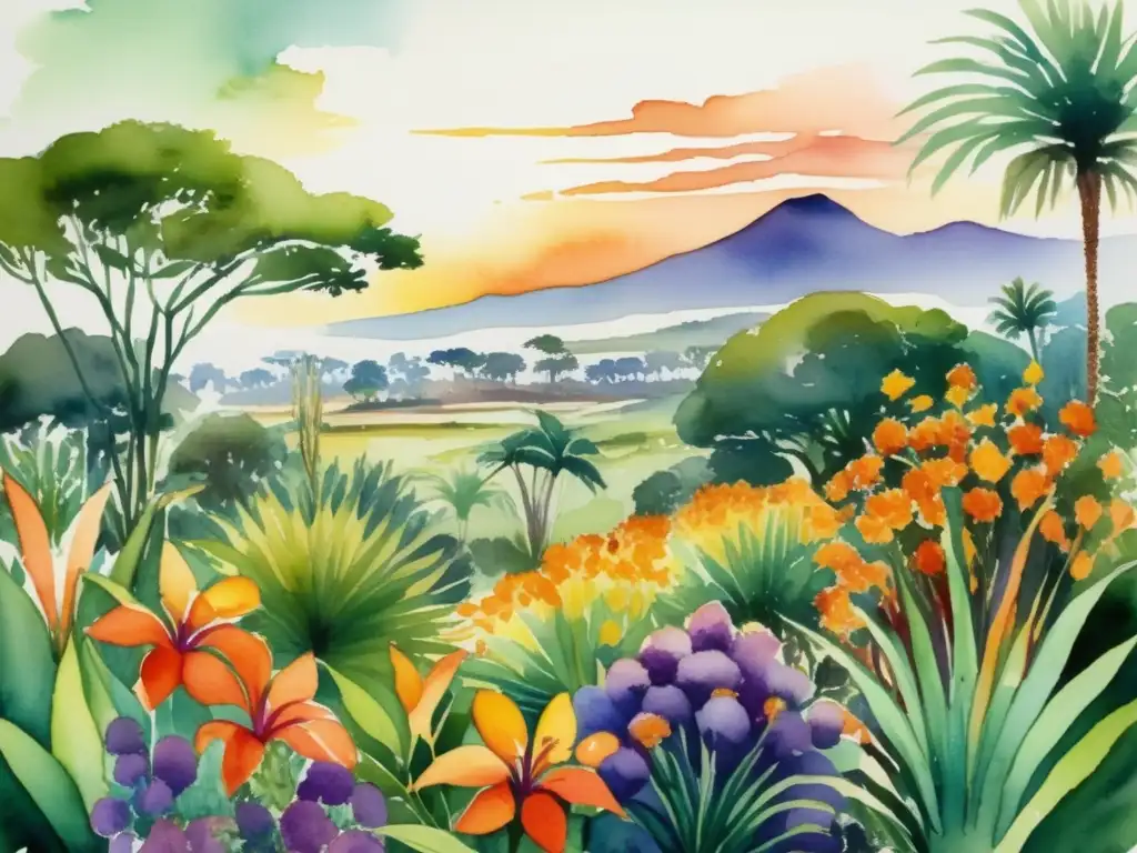 Paisaje africano con exuberante vegetación y baobab: Beneficios culinarios plantas africanas