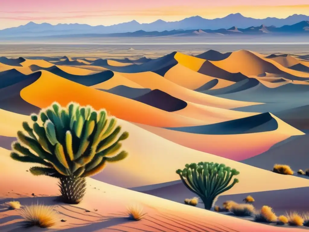 Paisaje impresionante del desierto de Gobi con plantas adaptadas