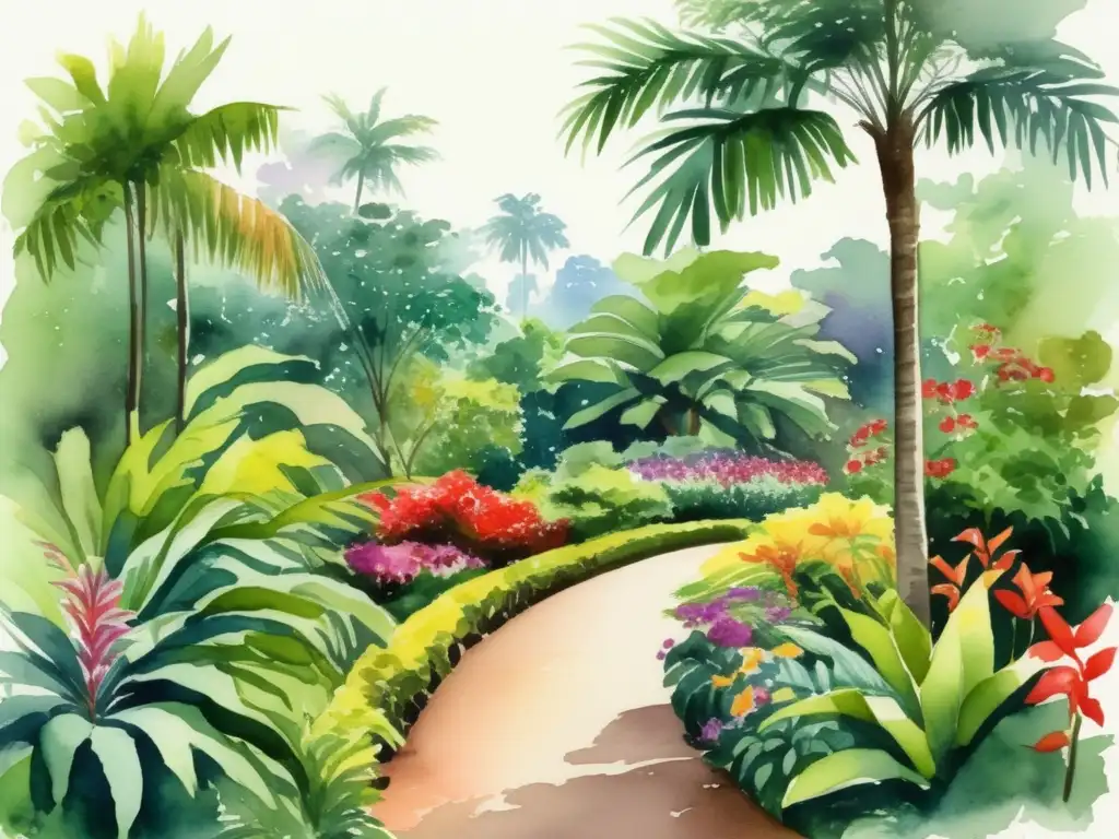 Paisaje exuberante del Jardín Botánico de Singapur con plantas exóticas