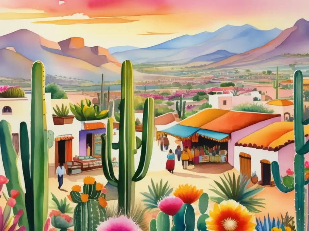 Paisaje mexicano con cactus: Usos tradicionales de los cactus en la cultura mexicana