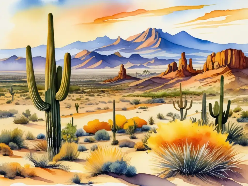 Pintura acuarela: Adaptación de las plantas al desierto