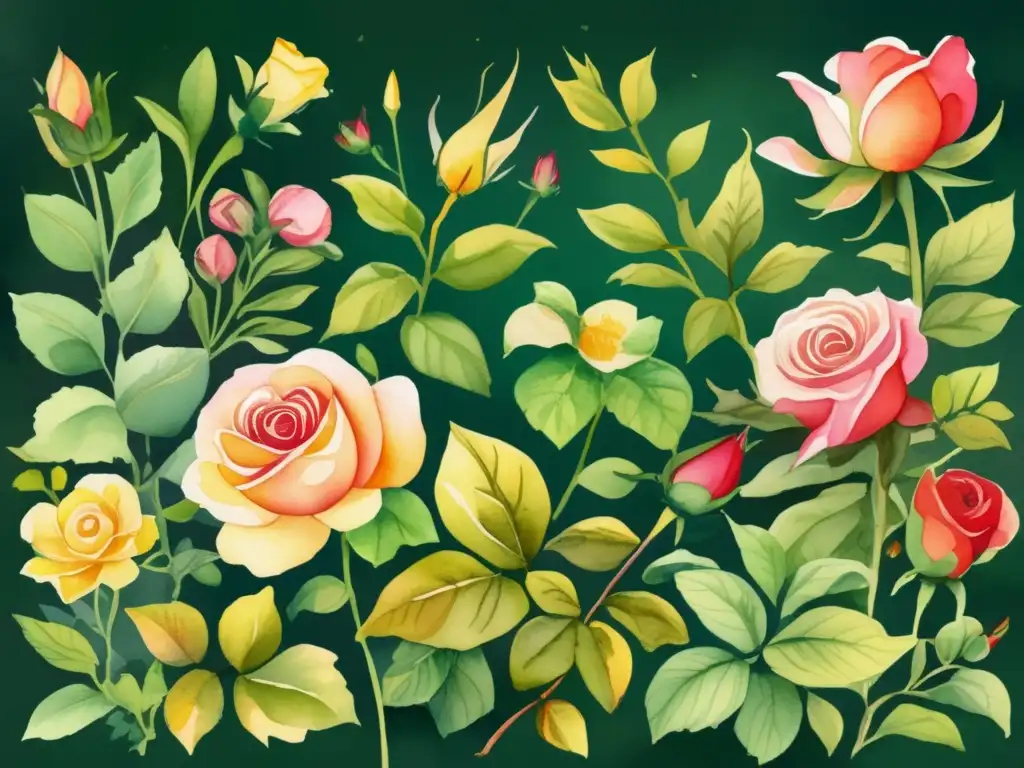 Jardín lleno de color y simbolismo Jardín pintado de plantas clásicas con significado simbólico