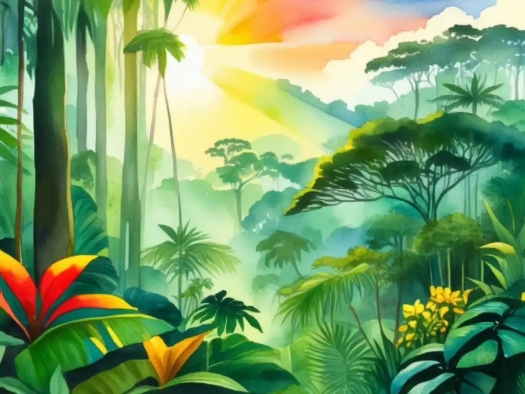 Pintura acuarela Amazonas: Plantas sagradas, rituales espirituales