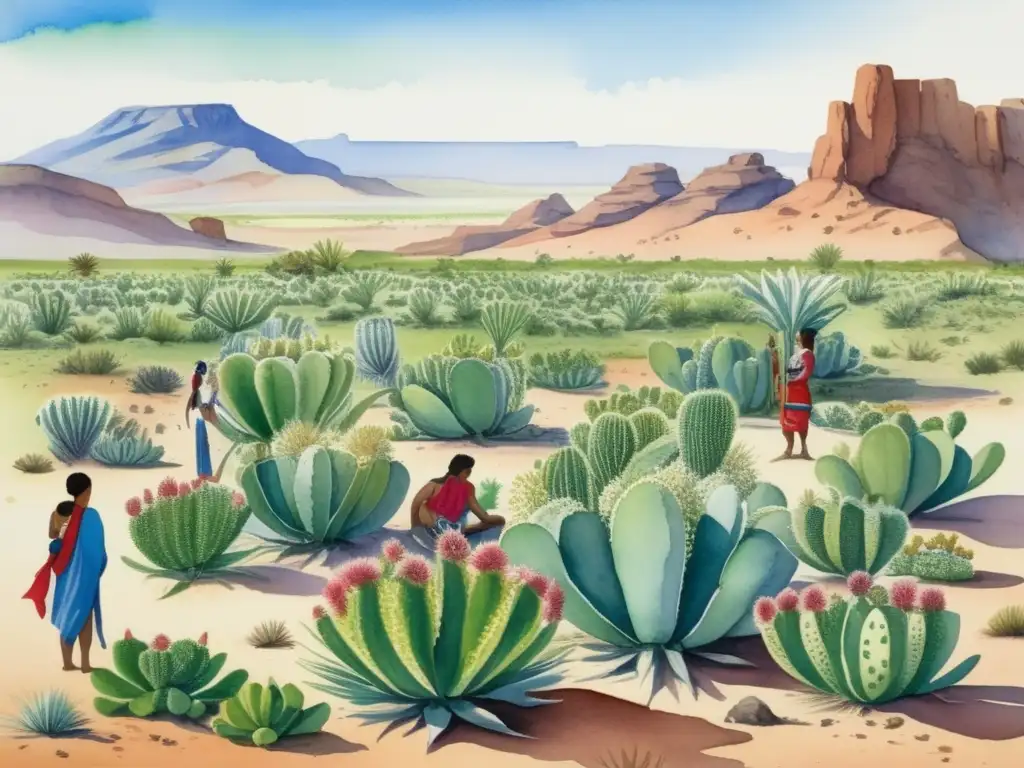 Paisaje del desierto con Hoodia y ritual medicinal de los indígenas: Propiedades medicinales de la Hoodia