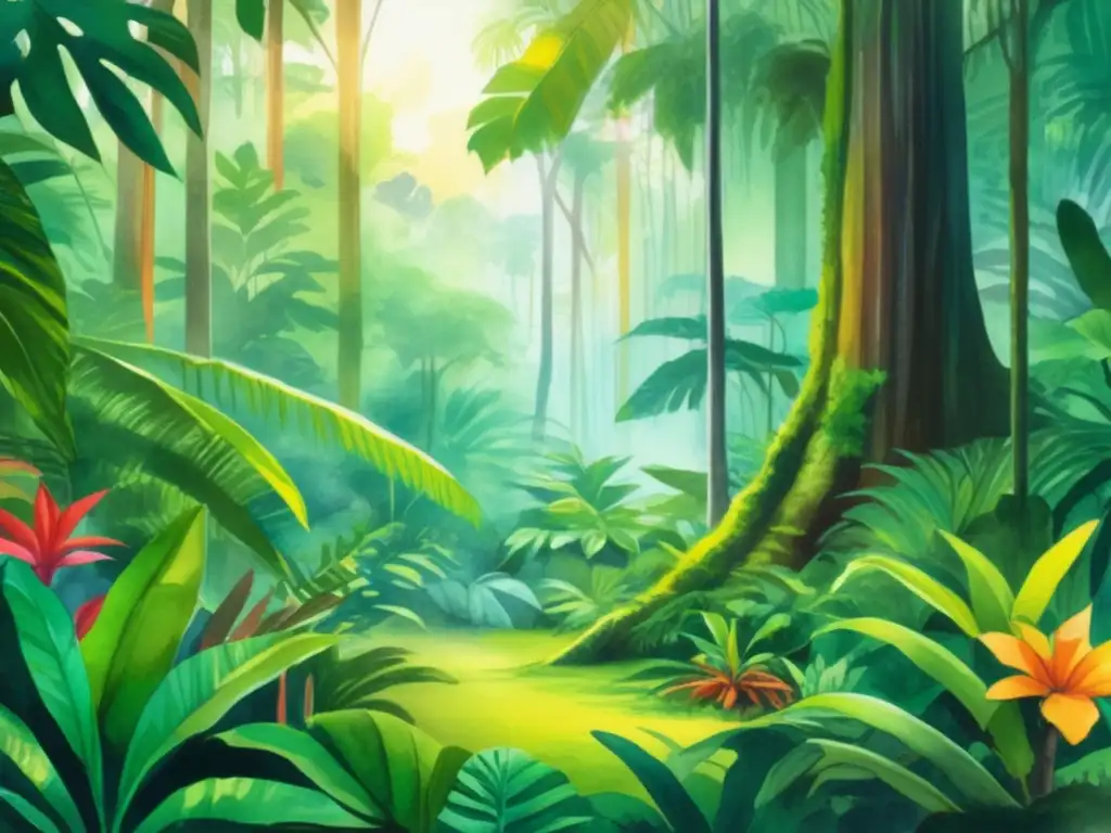 Escena de selva con plantas psicoactivas: enfoque espiritual