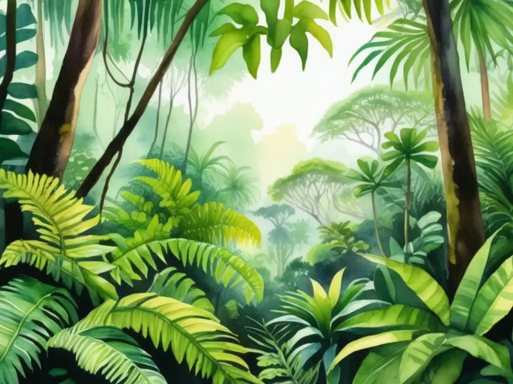 Bosque tropical exuberante con plantas epífitas Bosque tropical con plantas epífitas - Ciclo vida plantas epífitas