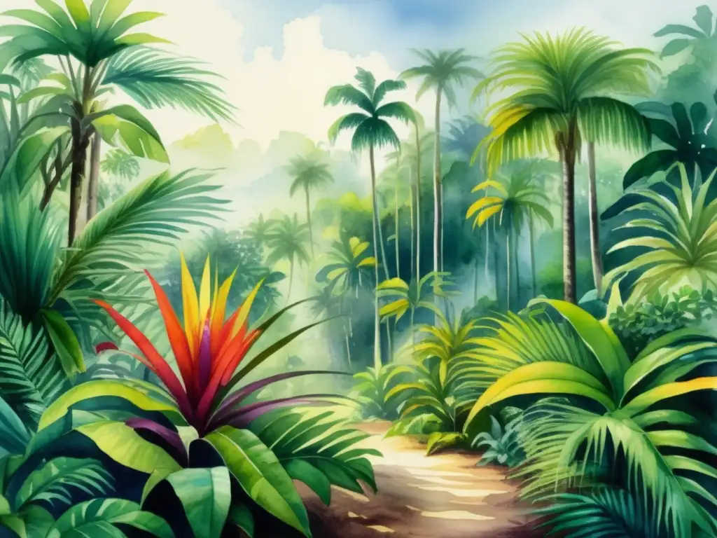 Paisaje tropical con plantas en peligro de Oceanía