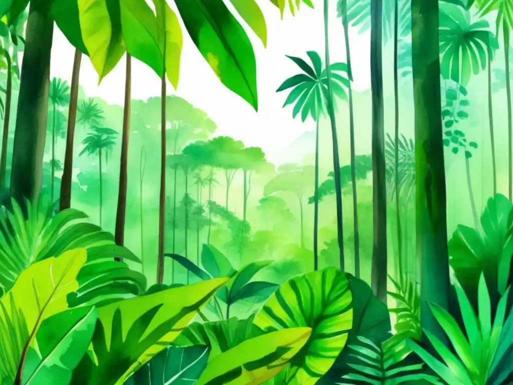 Ilustración acuarela selva tropical: Plantas selvas tropicales recursos