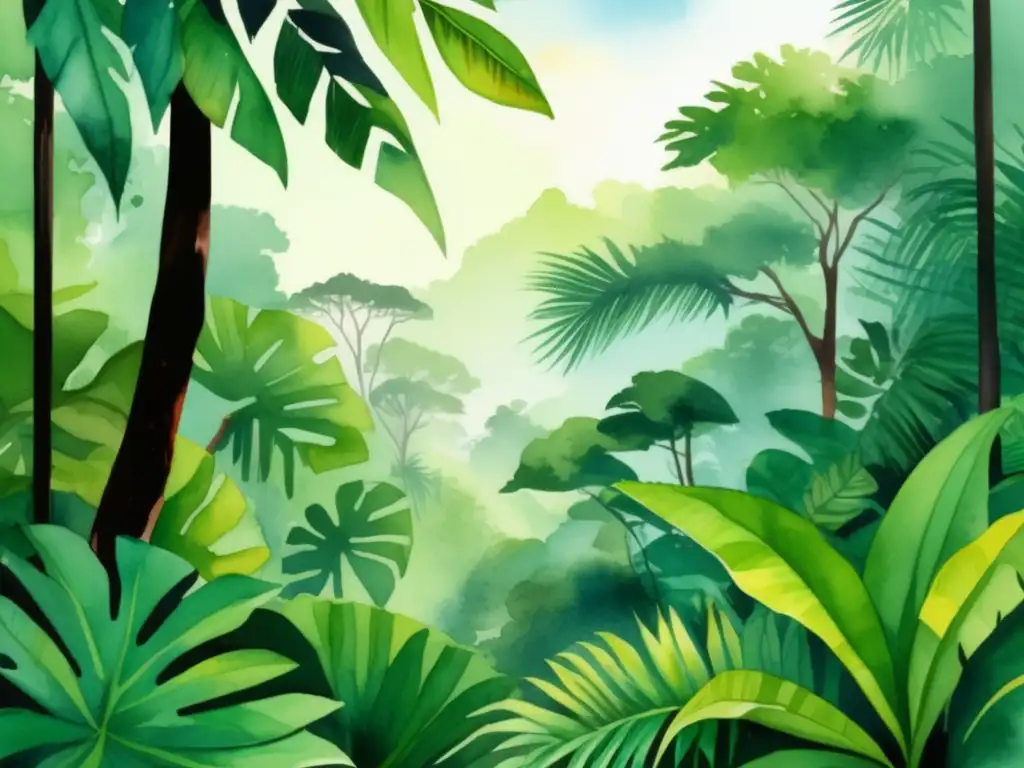 Características plantas sombra bosques tropicales vibrantemente ilustrados