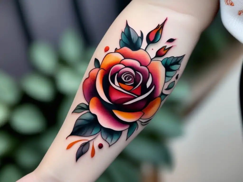 Tatuaje de rosa botánica: belleza y elegancia en la piel