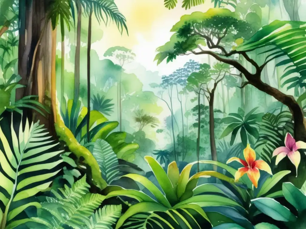 Un exuberante bosque tropical con una diversidad de plantas nativas