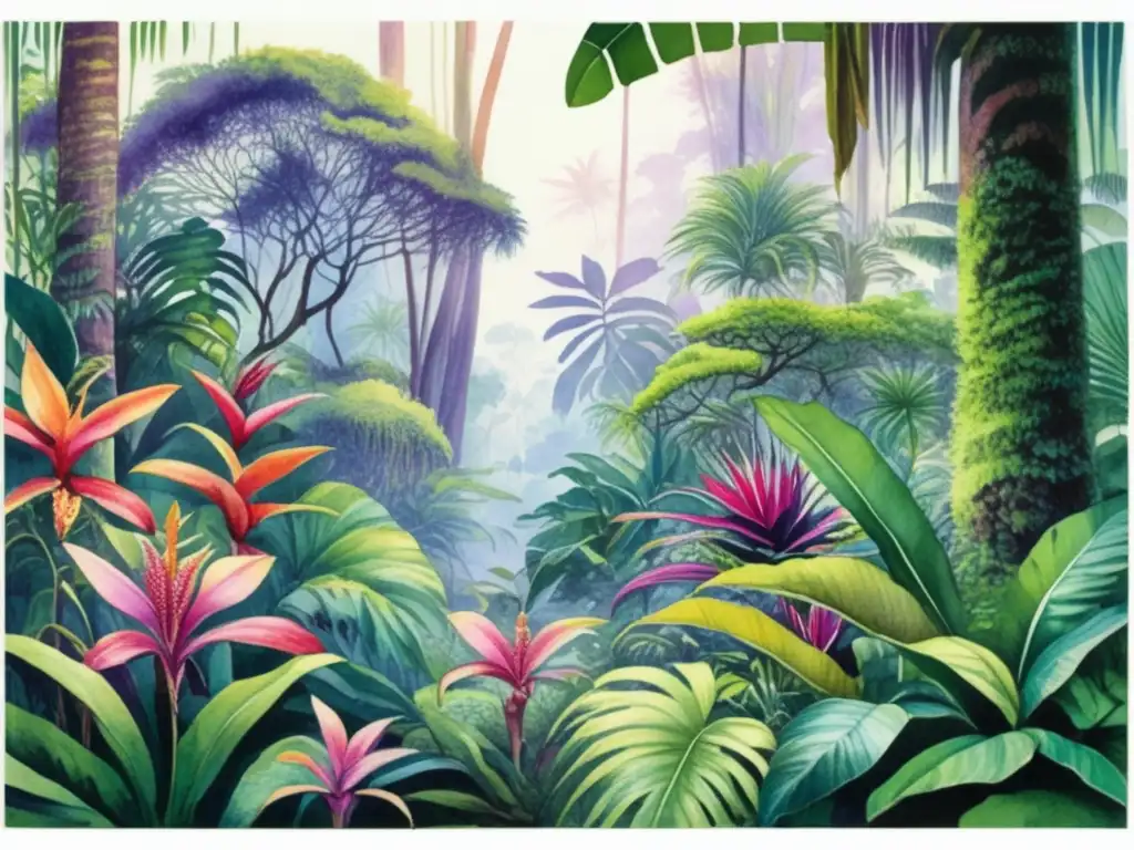 Lush tropical rainforest with vibrant plant life - La influencia divina en la flora indígena