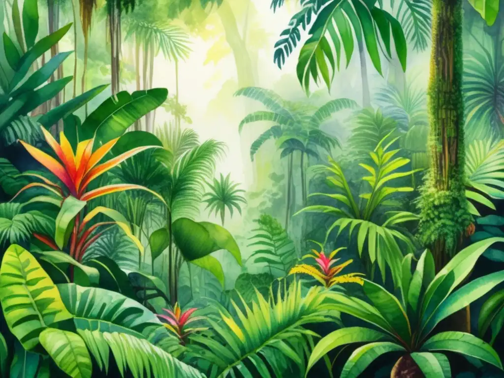 Exuberante selva tropical con epífitas Ciclo vida plantas epífitas en exuberante bosque tropical