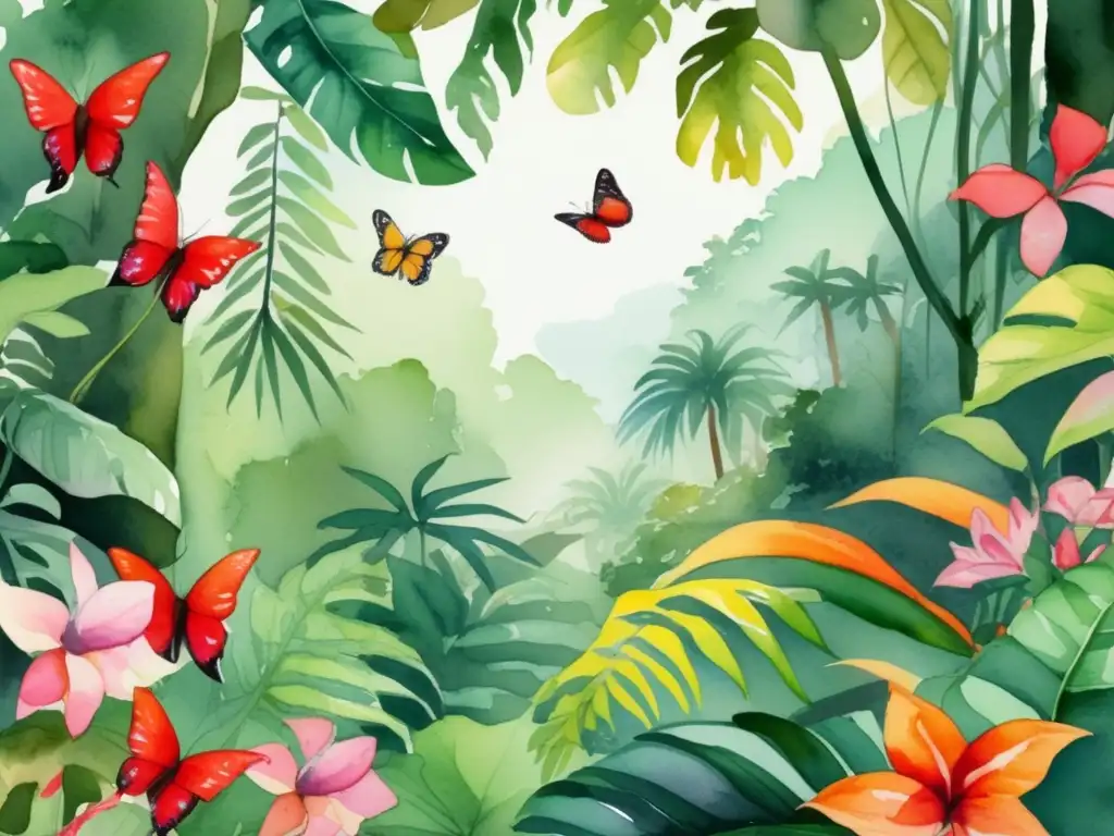 Bosque tropical con plantas famosas en audiovisual