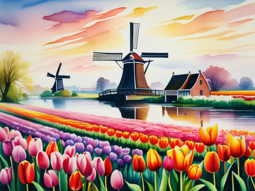 Pintura detallada de tulipanes en Holanda: Historia y cultura de los tulipanes