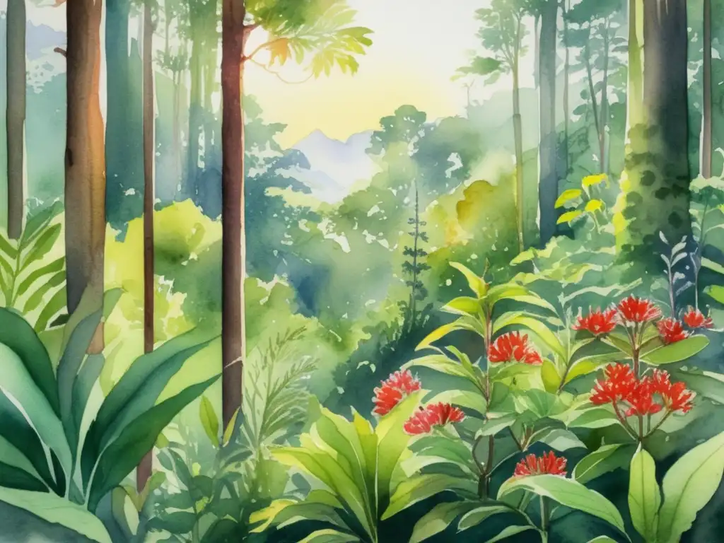 Bosque exuberante con yerba mate y fauna Bosque exuberante con yerba mate y flora y fauna nativa: Propiedades medicinales de la Yerba Mate